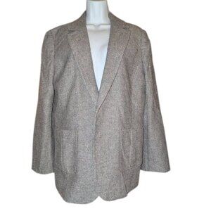 Juicy Couture Wool Silk Blend Tweed Long Sleeve Taupe Blazer Jacket Coat XL